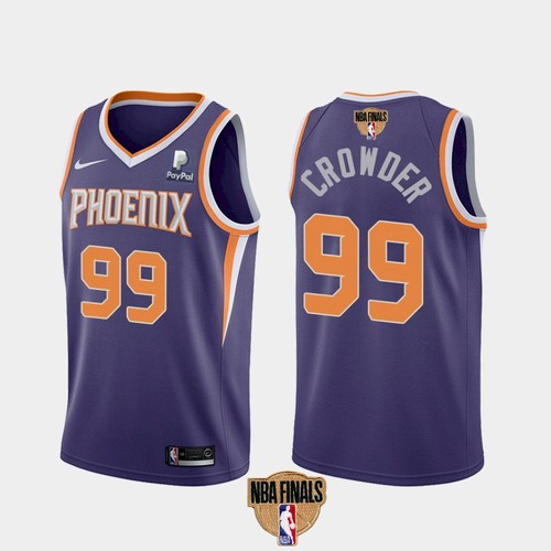 Men's Phoenix Suns #99 Jae Crowder 2021 Purple NBA Finals Icon Edition Stitched NBA Jersey - Click Image to Close